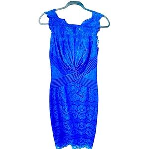 Tadashi Shoji Electrifying Blue Lace Fitted Dress 6